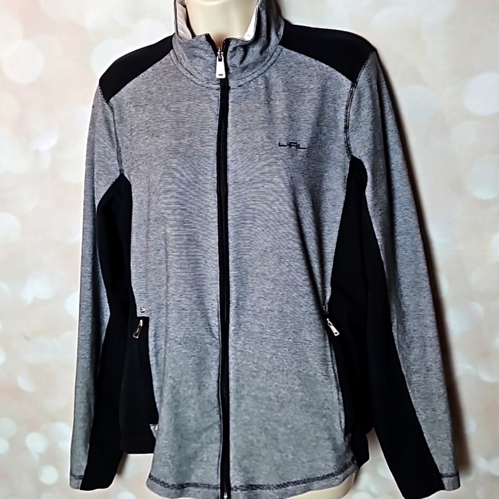 Lauren Active RL | Black and White Full Zip Performance Jacket